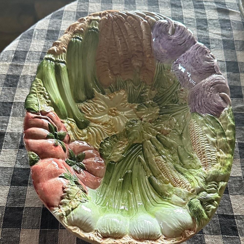 Vintage San Marco Nove Italian Majolica Raised Vegetable Harvest Platter - Picture 5 of 7